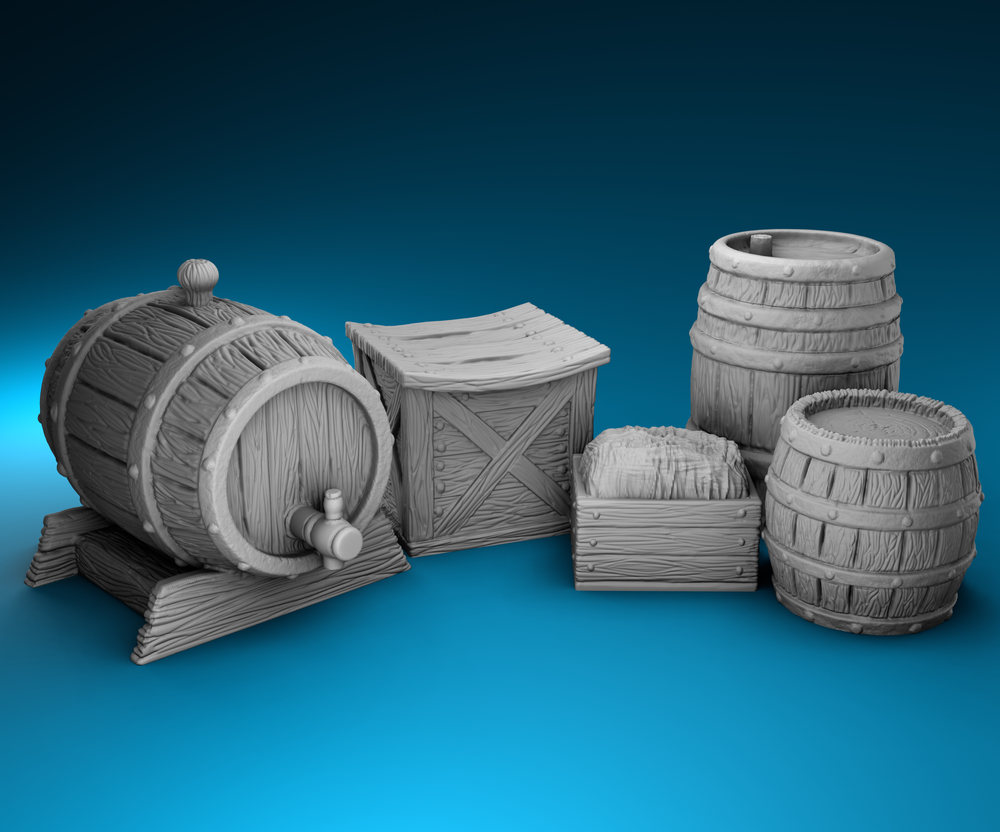 Stylized Middle Ages Part 2 - Barrels (Digital file)