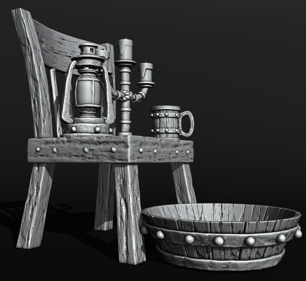 Hobbits - Interior -, Lamp, Bucket Chair(Digital File)