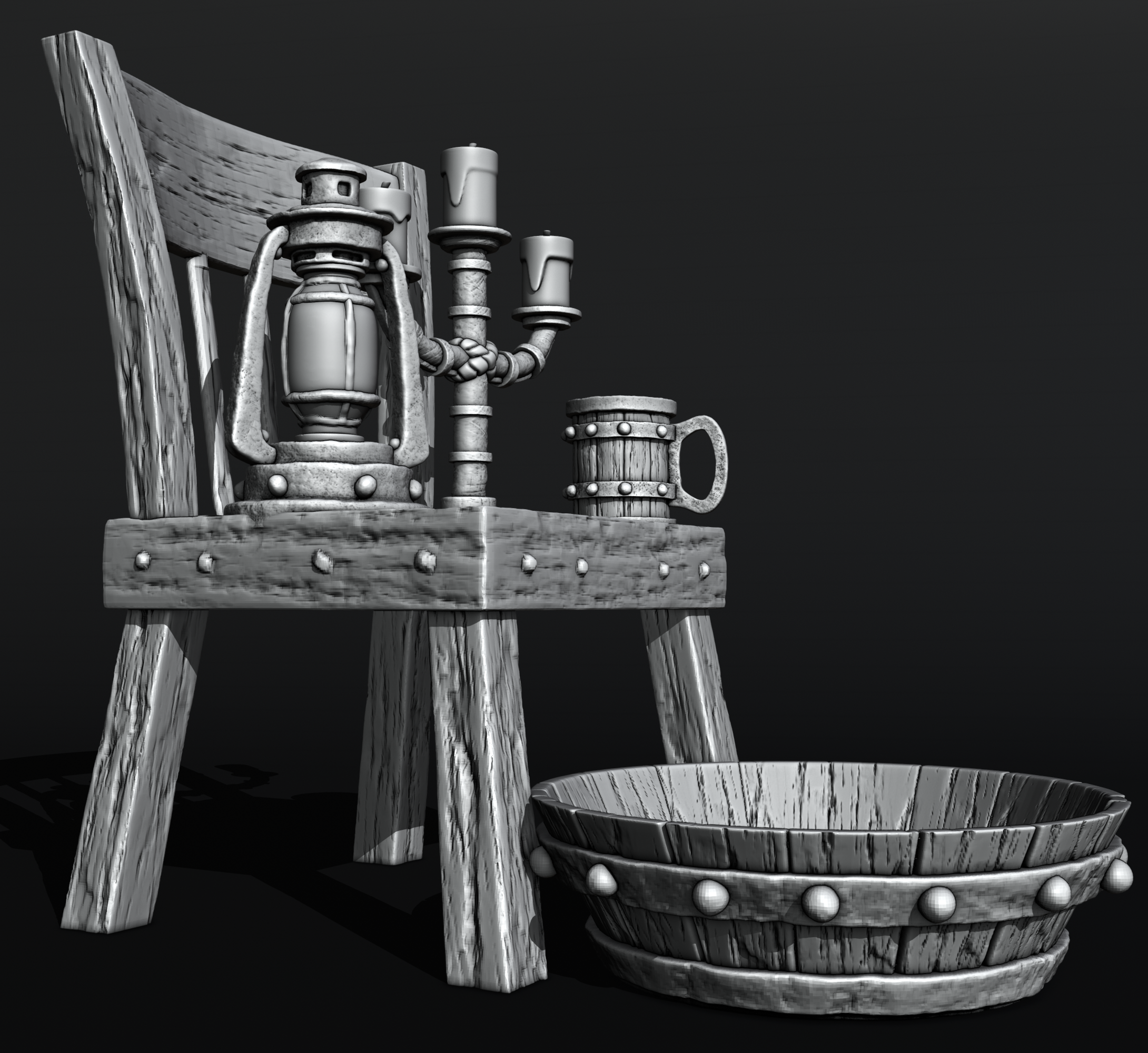 Hobbits - Interior -, Lamp, Bucket Chair(Digital File)