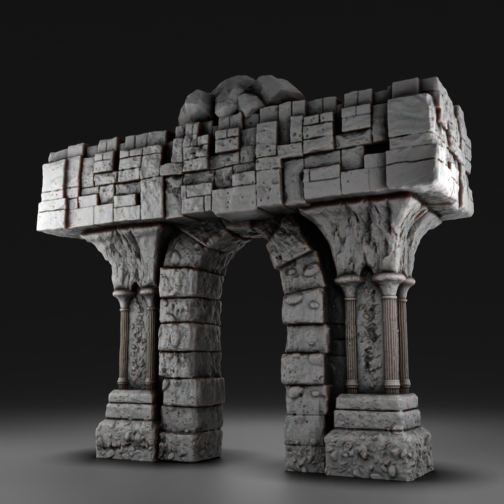 Medieval environment 28mm , 32mm  or 75mm - Pillar and Gateway (Digital File)