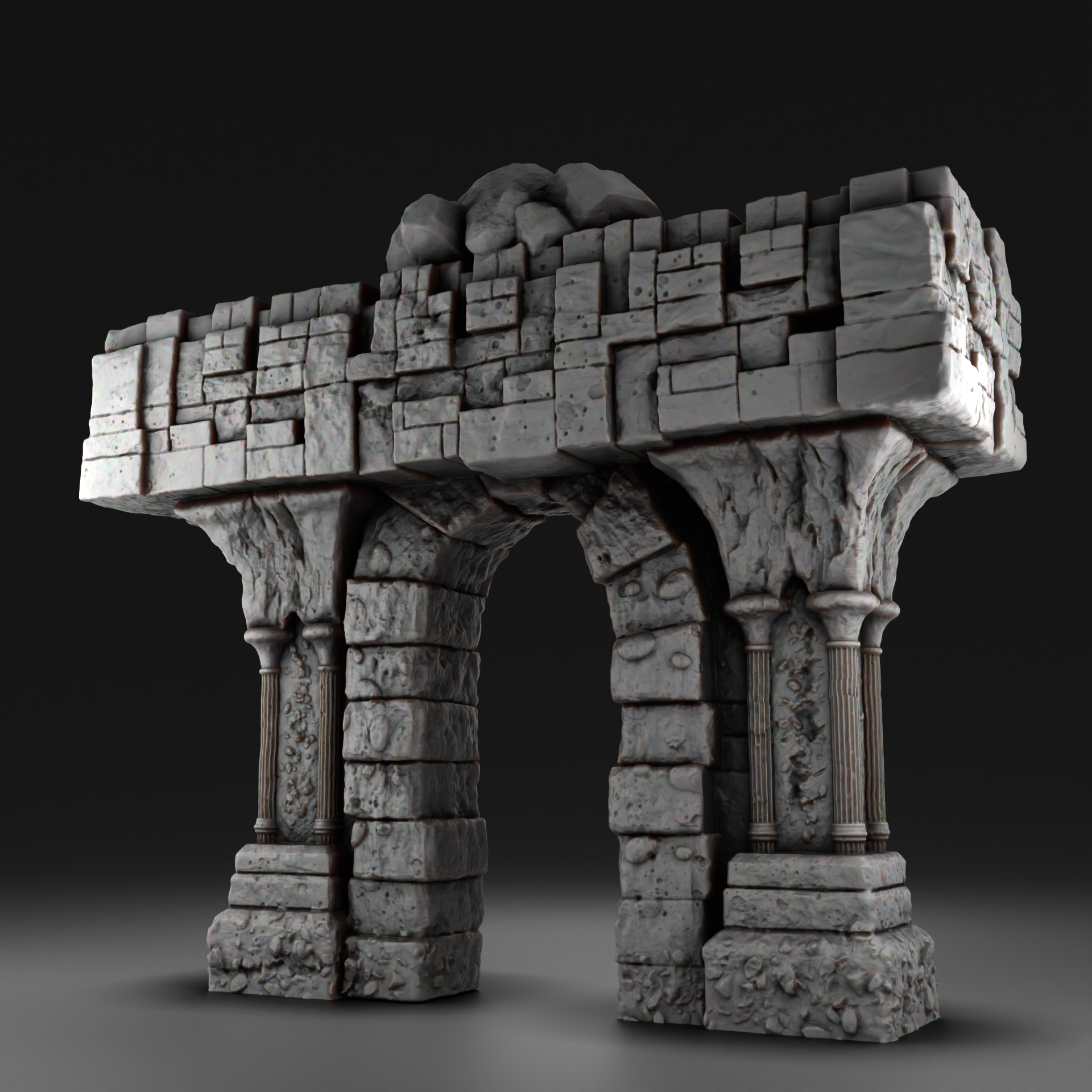 Medieval environment 28mm , 32mm  or 75mm - Pillar and Gateway (Digital File)