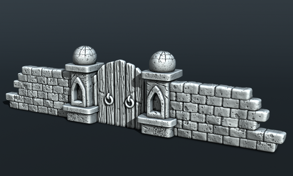 Stylized Middle Ages Part 3 - Cemetery - Wall and Gate (Digital file)