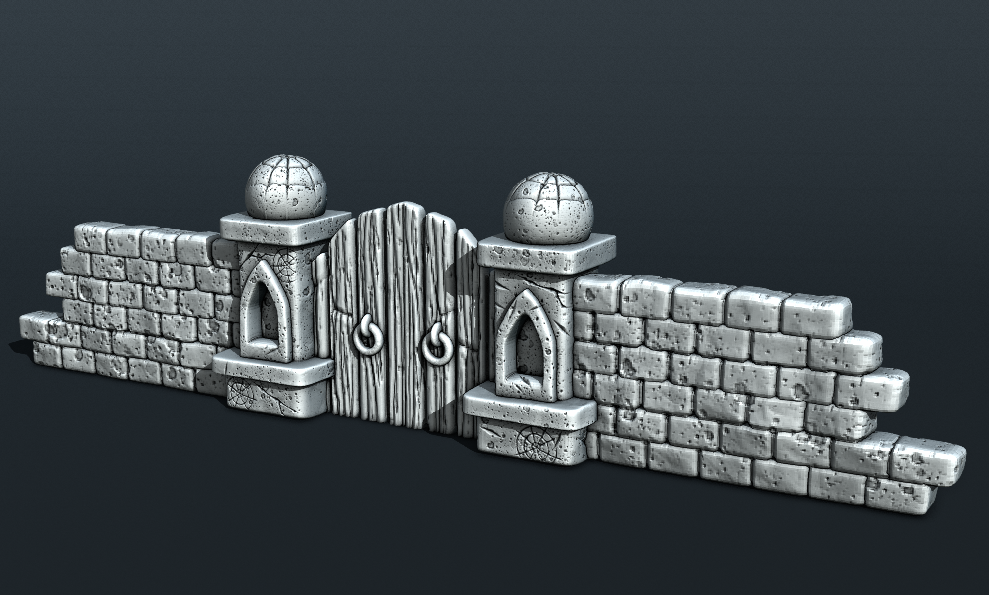 Stylized Middle Ages Part 3 - Cemetery - Wall and Gate (Digital file)