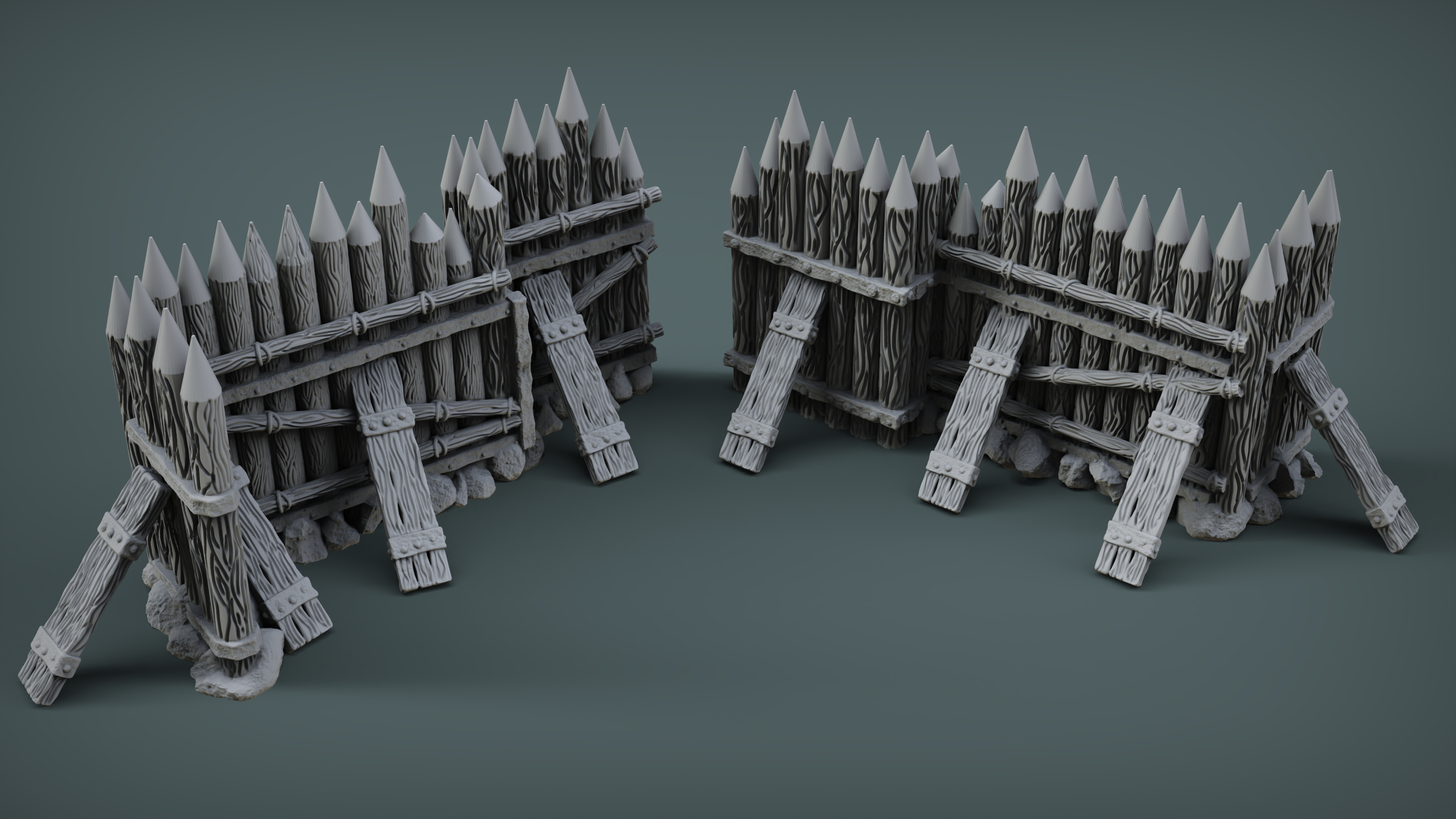 Siege and Defensive Structures - Fence - Wood Spikes (Digital File)
