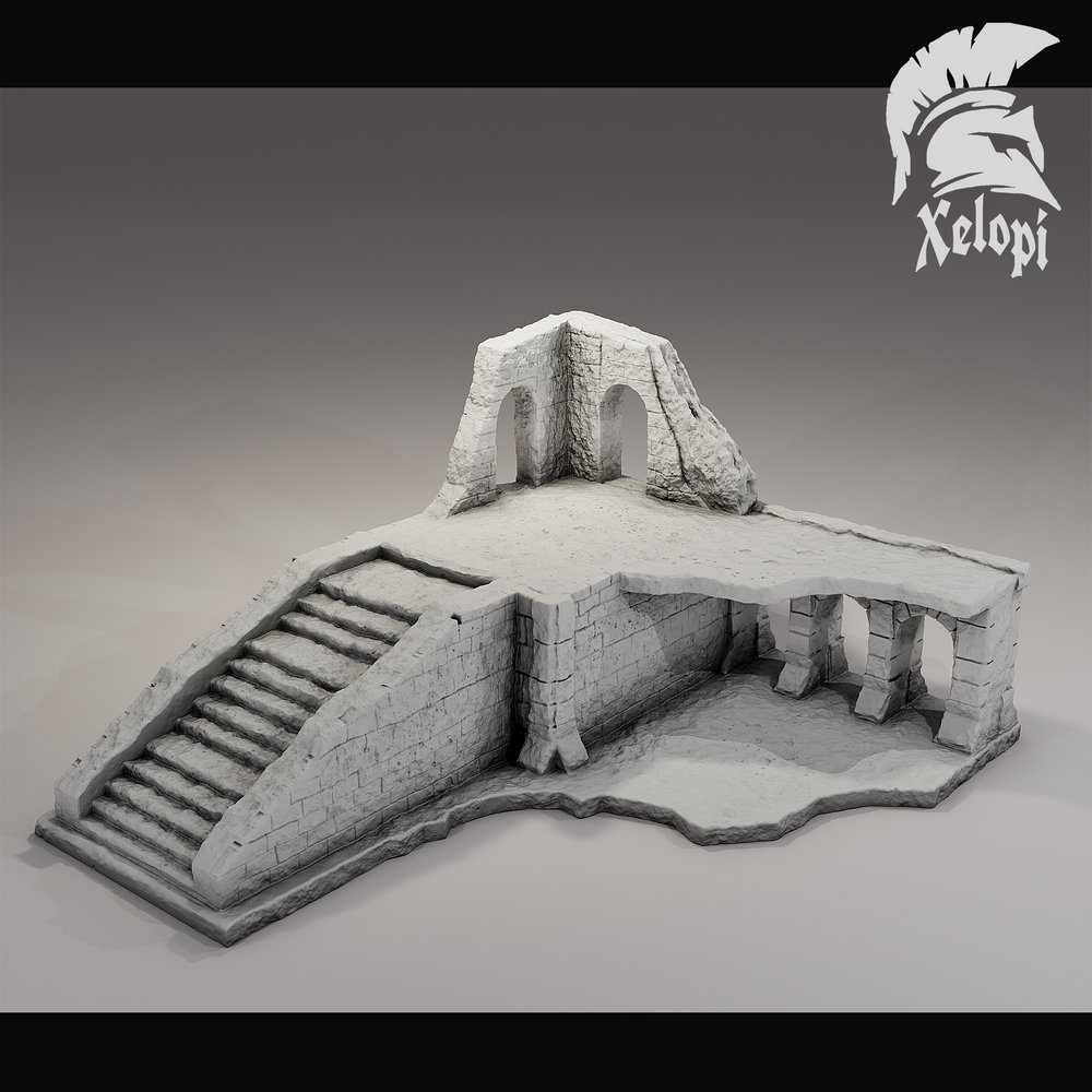 Dark Dungeons -Stairs and Corner Wall - (Digital File)