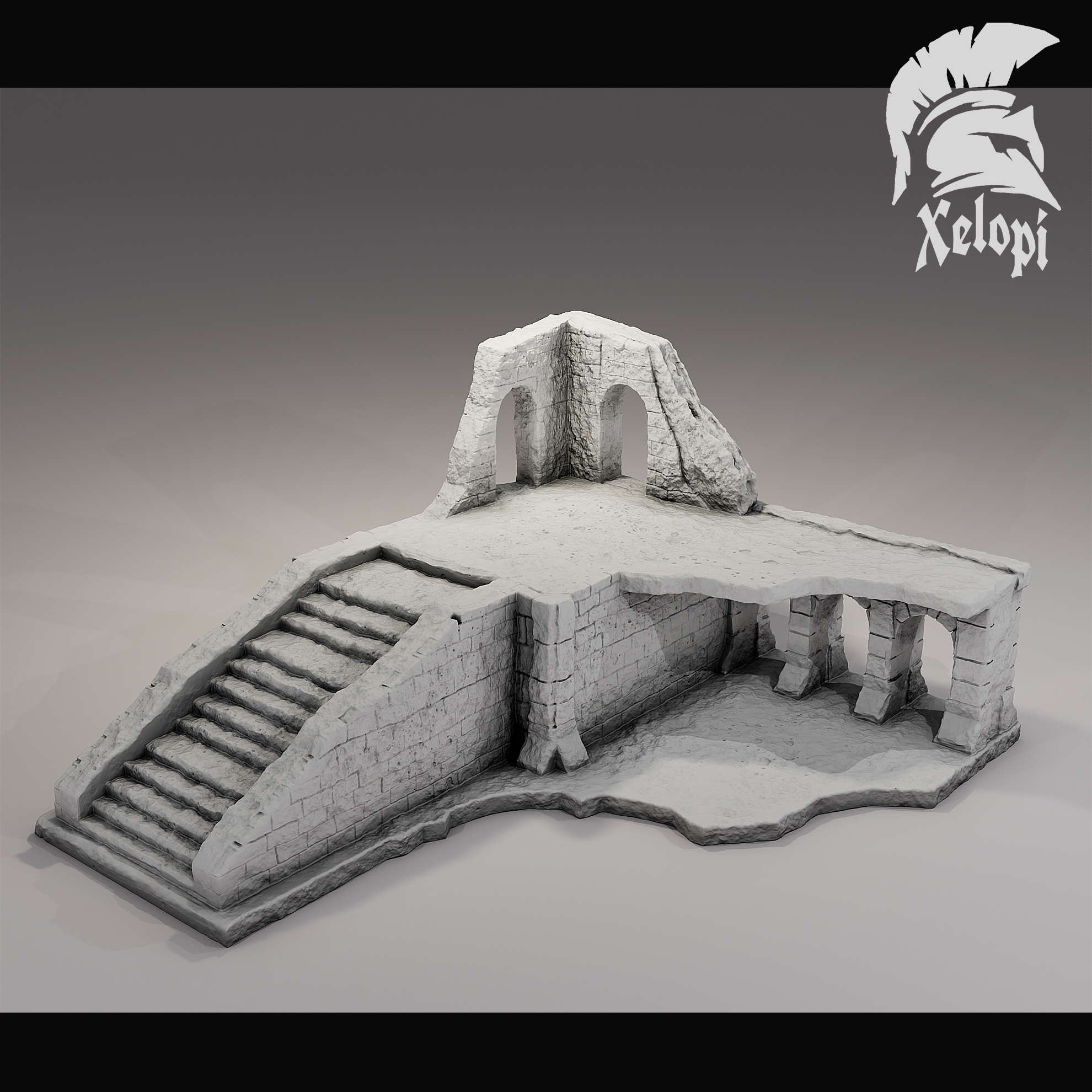 Dark Dungeons -Stairs and Corner Wall - (Digital File)