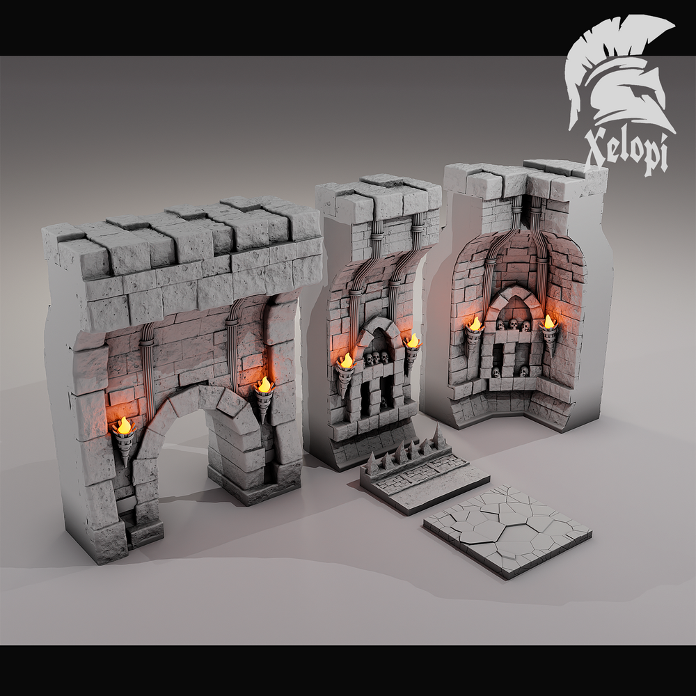 Dark Dungeons - Dungeons Walls and Doorway - (Digital File)
