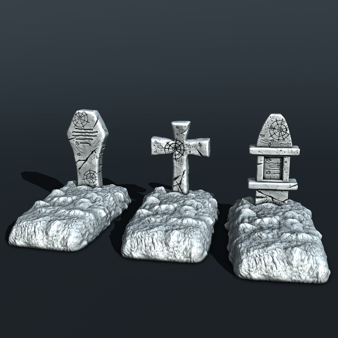 Stylized Middle Ages Part 3 - Cemetery - Graves (Digital file)