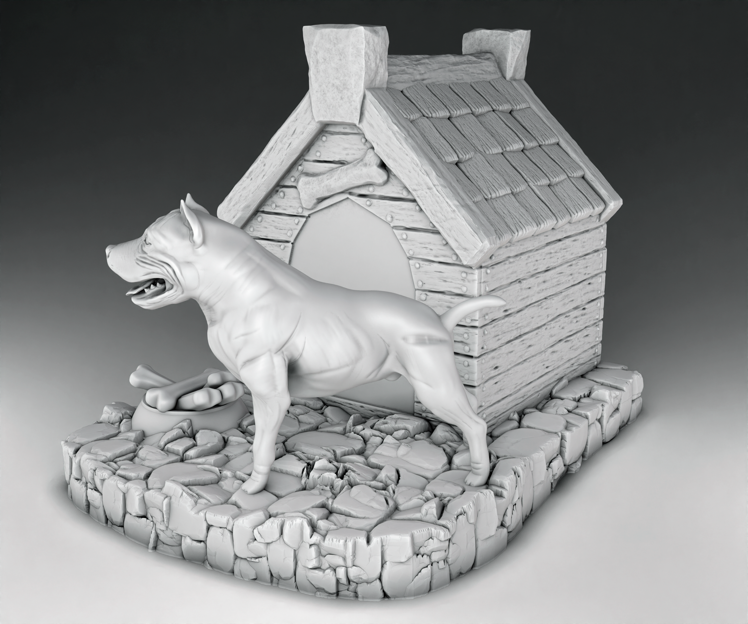 Farm Architecture - Kennel with Dog (Digital File)