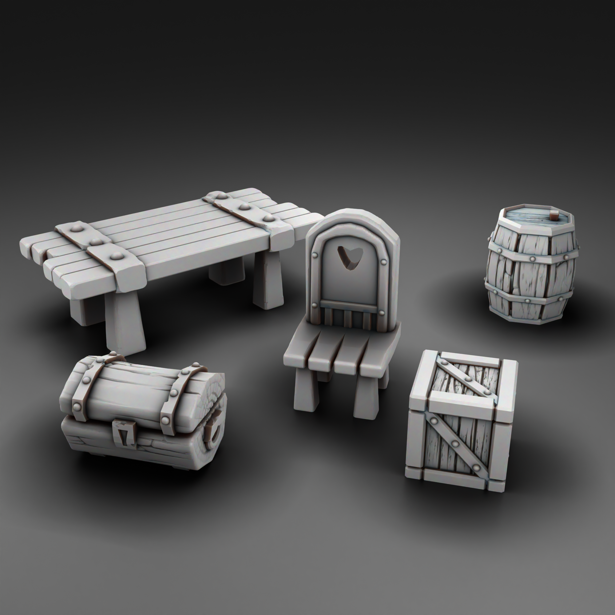 Architecture of forest dwellers - Table, Chair, Barrel, Box - (Digital File)